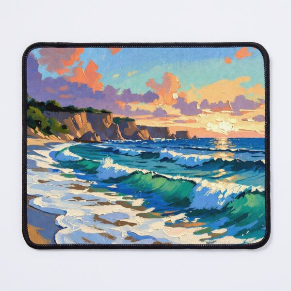 Item preview, Vibrant Impasto Ocean Sunset Crashing Turquoise Waves Beach designed and sold by Nexus Space.