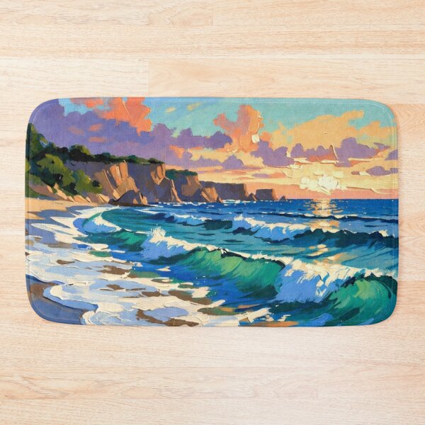 Item preview, Vibrant Impasto Ocean Sunset Crashing Turquoise Waves Beach designed and sold by Nexus Space.