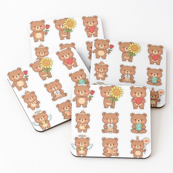 Item preview, Cute Kawaii Teddy Bear Sticker Pack Bundle designed and sold by pranshuvibes.