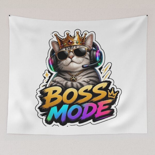 Item preview, Boss Mode Kitty Gaming Sticker designed and sold by Stylestickers55.