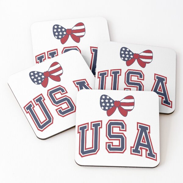 Item preview, USA Patriotic Bow & Varsity Lettering Design – American Flag Coquette Style Graphic for Fourth of July designed and sold by OmCollections.
