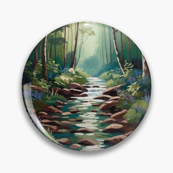 Item preview, Vibrant Impasto Forest Stream Woodland Lavender Landscape designed and sold by Nexus Space.