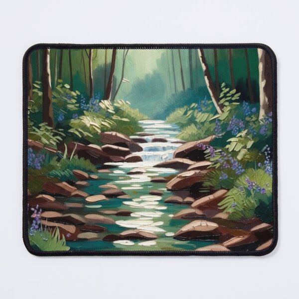 Item preview, Vibrant Impasto Forest Stream Woodland Lavender Landscape designed and sold by Nexus Space.