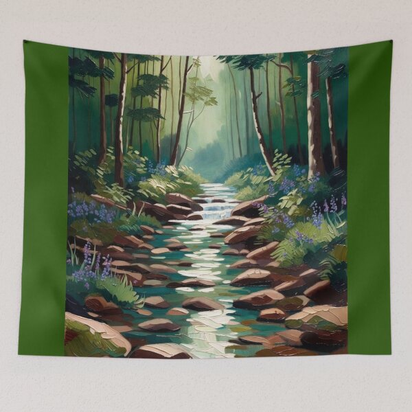 Item preview, Vibrant Impasto Forest Stream Woodland Lavender Landscape designed and sold by Nexus Space.