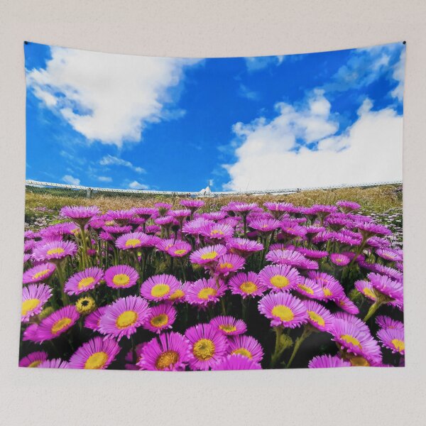 Item preview, Vivid Magenta Fleabane Meadow under Brilliant Blue Sky designed and sold by Ins-by-NP.