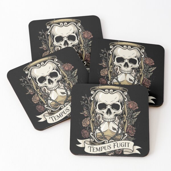 Item preview, Tempus Fugit Skull Hourglass and Flowers designed and sold by nuel-art.