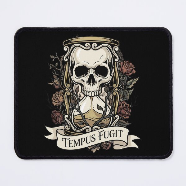 Item preview, Tempus Fugit Skull Hourglass and Flowers designed and sold by nuel-art.