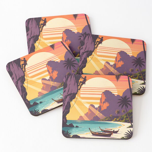 Item preview, Railay Beach Retro Sunset Beach Poster Thailand designed and sold by Spirit of Siam.