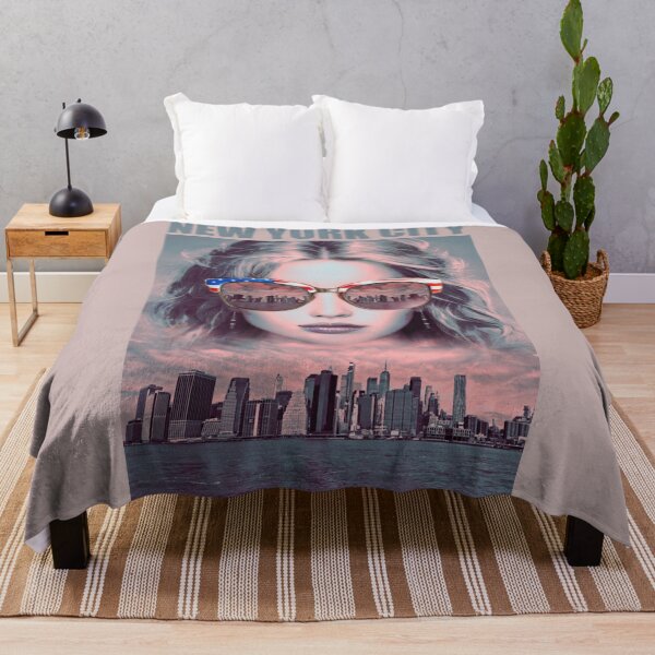 Item preview, New York City Retro Pop Art, Woman with Skyline Sunglasses designed and sold by Skayana.