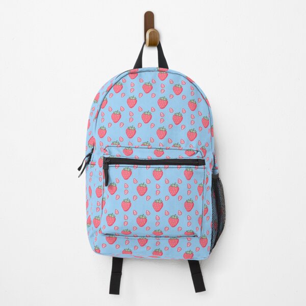Item preview, Kawaii Strawberry Seamless pattern with blue background designed and sold by Sugarflumpairy2.