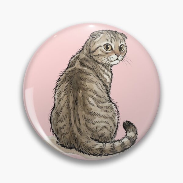 Item preview, Cute Watercolor Scottish Fold Tabby Cat Looking Back Art designed and sold by BreezifyDesignStudio.