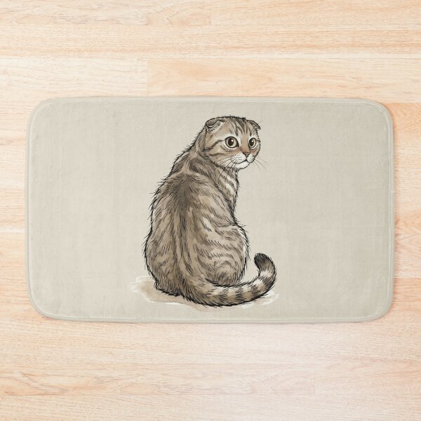 Item preview, Cute Watercolor Scottish Fold Tabby Cat Looking Back Art designed and sold by BreezifyDesignStudio.