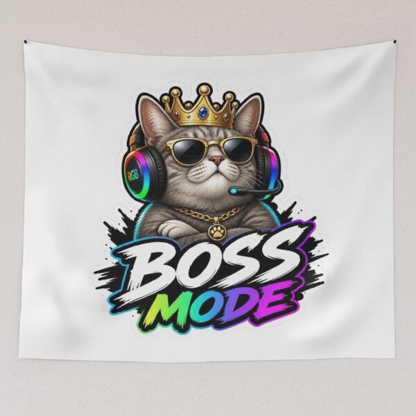 Item preview, Boss Mode Kitty Gaming Sticker designed and sold by Stylestickers55.