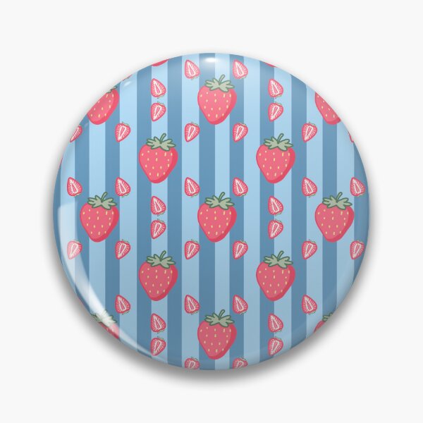 Item preview, Kawaii Strawberry Seamless pattern with blue striped background designed and sold by Sugarflumpairy2.