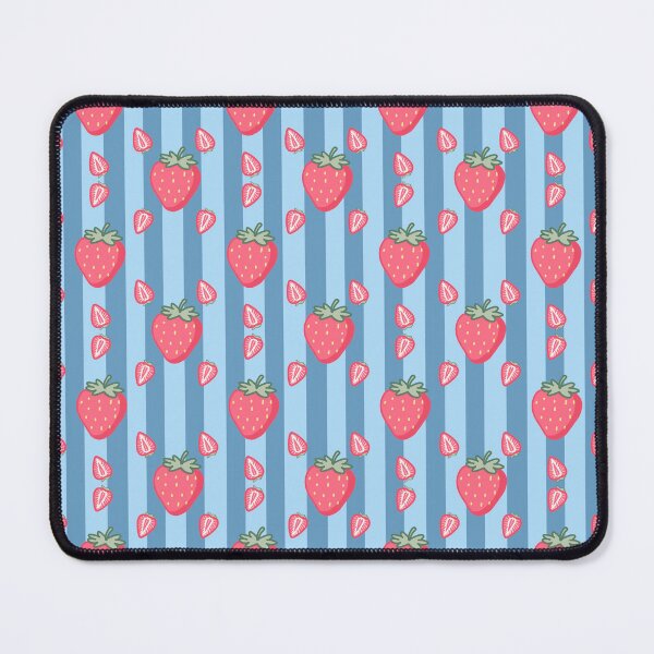 Item preview, Kawaii Strawberry Seamless pattern with blue striped background designed and sold by Sugarflumpairy2.