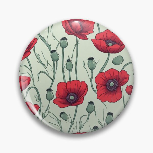 Item preview, Vintage Red Poppies Sage Green Seamless Pattern designed and sold by dcohea.