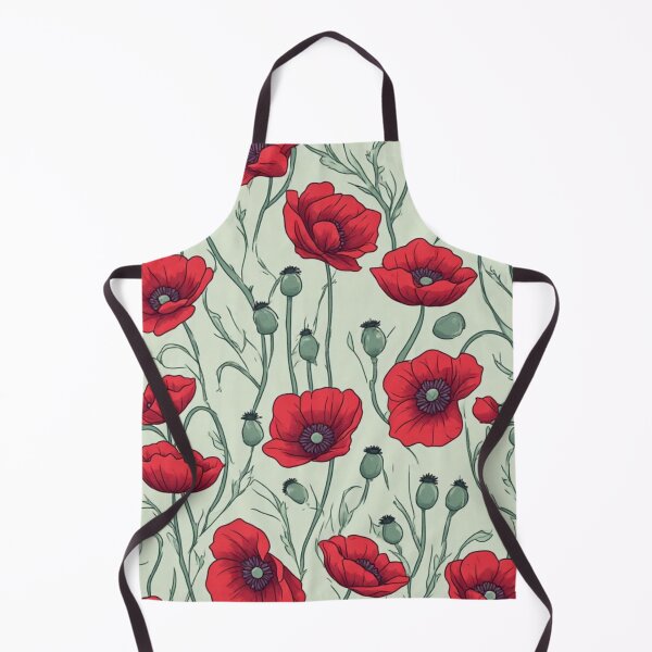 Item preview, Vintage Red Poppies Sage Green Seamless Pattern designed and sold by dcohea.