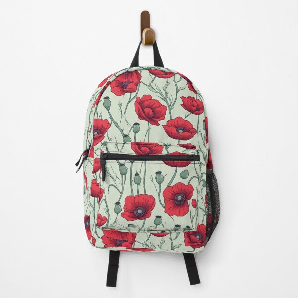 Item preview, Vintage Red Poppies Sage Green Seamless Pattern designed and sold by dcohea.