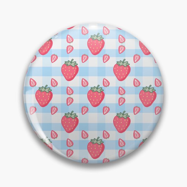 Item preview, Kawaii Strawberry Seamless pattern with blue and white gingham background designed and sold by Sugarflumpairy2.