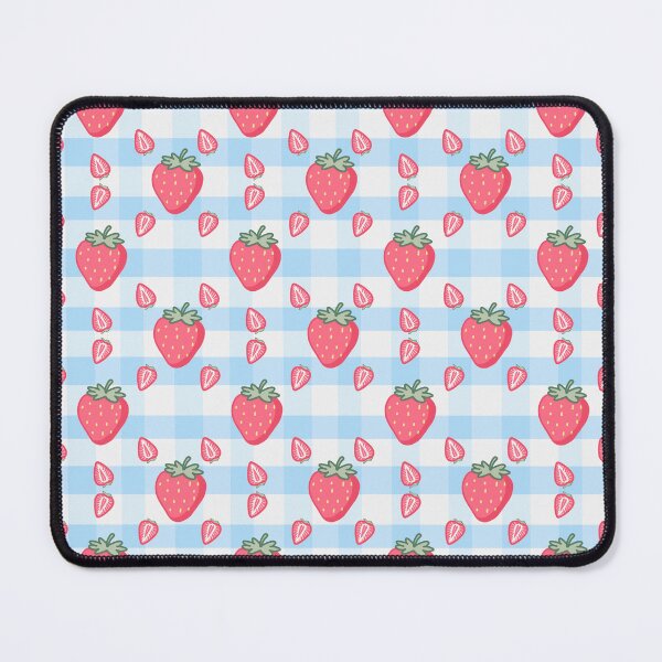 Item preview, Kawaii Strawberry Seamless pattern with blue and white gingham background designed and sold by Sugarflumpairy2.