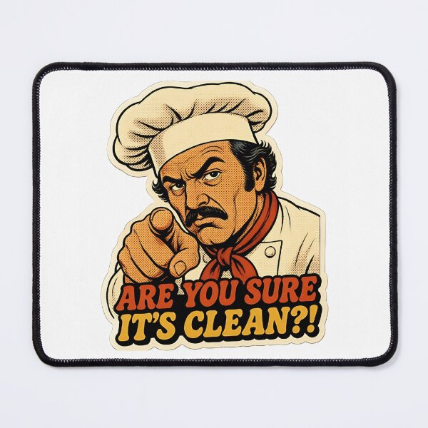 Item preview, Are You Sure It's Clean Funny Chef Retro Sticker designed and sold by RareVisuals.