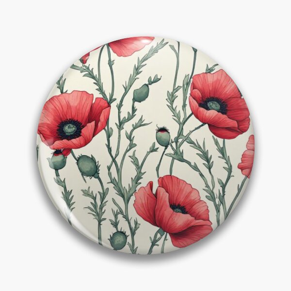 Item preview, Red Poppies Sage Green Seamless Pattern designed and sold by dcohea.