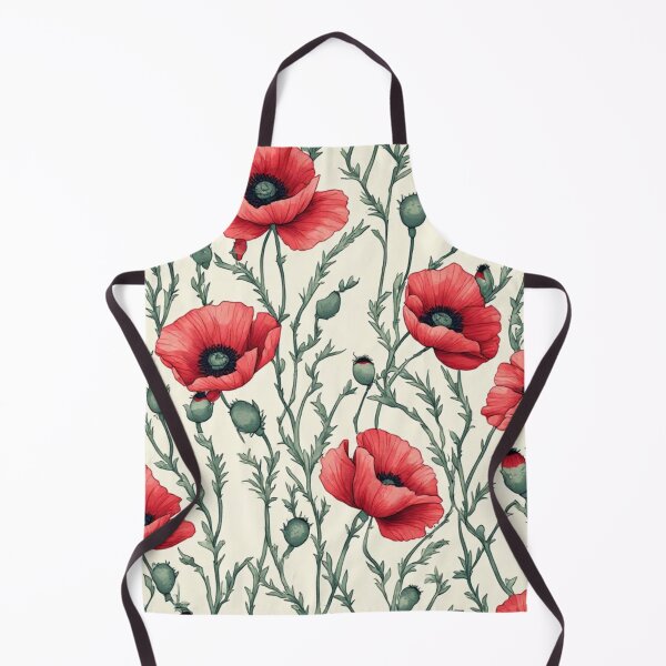 Item preview, Red Poppies Sage Green Seamless Pattern designed and sold by dcohea.