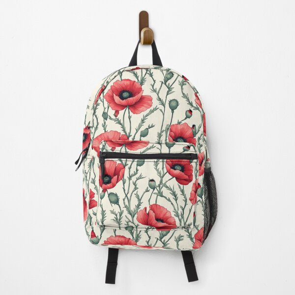 Item preview, Red Poppies Sage Green Seamless Pattern designed and sold by dcohea.
