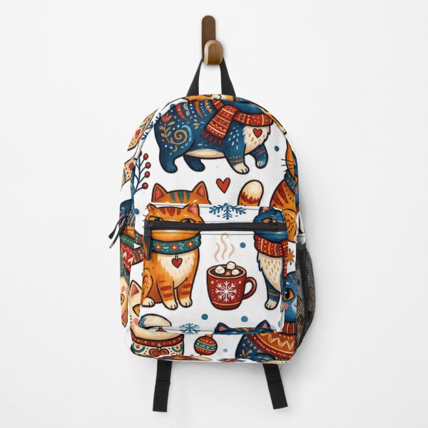 Item preview, Cozy Christmas Folk Art Cats Pattern designed and sold by Iampoji.