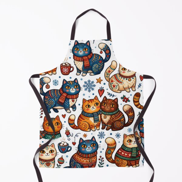 Item preview, Cozy Christmas Folk Art Cats Pattern designed and sold by Iampoji.