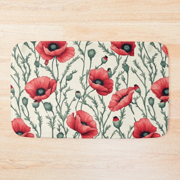 Item preview, Red Poppies Sage Green Seamless Pattern designed and sold by dcohea.
