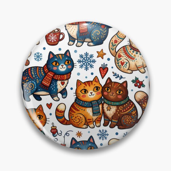 Item preview, Cozy Christmas Folk Art Cats Pattern designed and sold by Iampoji.