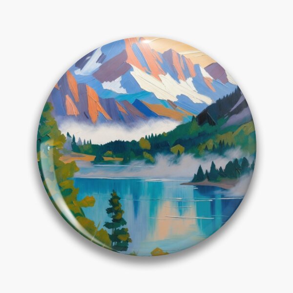 Item preview, Vibrant Impasto Mountain Lake Reflection Wildflower Meadow designed and sold by Nexus Space.