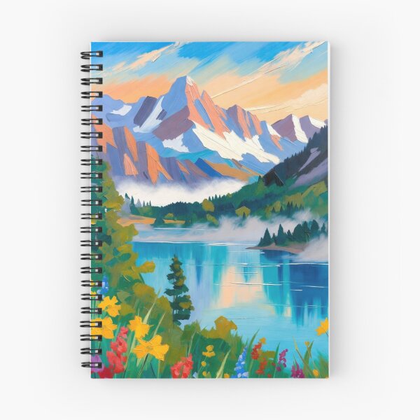 Item preview, Vibrant Impasto Mountain Lake Reflection Wildflower Meadow designed and sold by Nexus Space.