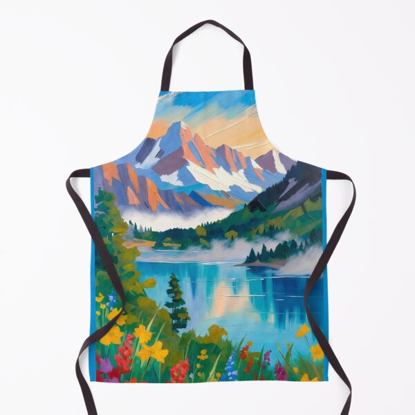 Item preview, Vibrant Impasto Mountain Lake Reflection Wildflower Meadow designed and sold by Nexus Space.