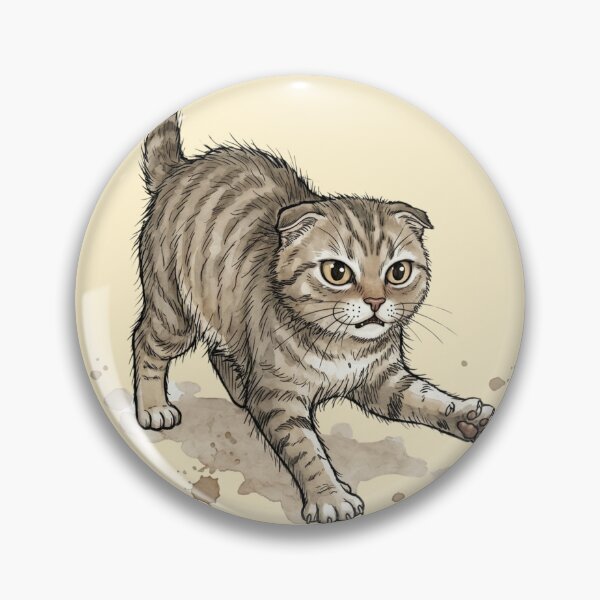 Item preview, Cute Watercolor Scottish Fold Cat Pouncing Playful Stalking Art designed and sold by BreezifyDesignStudio.