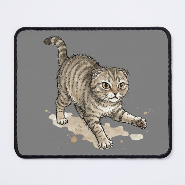 Item preview, Cute Watercolor Scottish Fold Cat Pouncing Playful Stalking Art designed and sold by BreezifyDesignStudio.