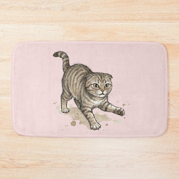 Item preview, Cute Watercolor Scottish Fold Cat Pouncing Playful Stalking Art designed and sold by BreezifyDesignStudio.
