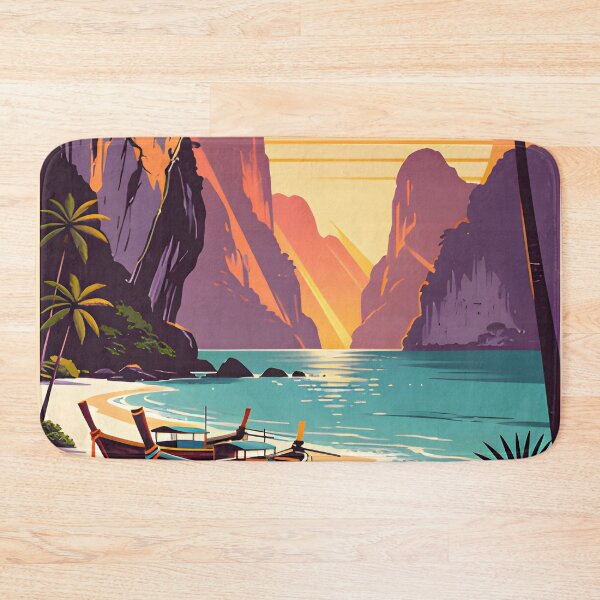 Item preview, Railay Beach Thailand Vintage Travel Poster Tropical Coastal Wall Art designed and sold by Spirit of Siam.