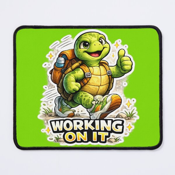 Item preview, Working On It Funny Turtle Sticker – Motivational Slow and Steady Turtle Meme Design designed and sold by lazygum.