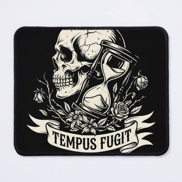 Item preview, Tempus Fugit Gold Skull Hourglass and Flowers designed and sold by nuel-art.
