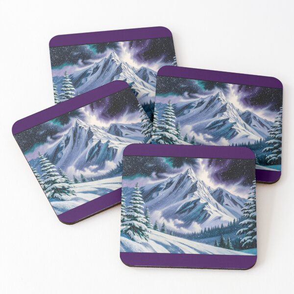 Item preview, Cosmic Winter Mountain Northern Lights Aurora Borealis Snow designed and sold by Nexus Space.