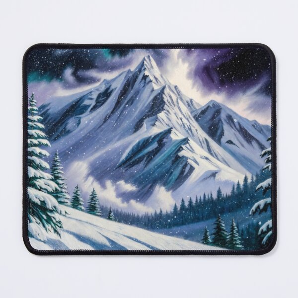 Item preview, Cosmic Winter Mountain Northern Lights Aurora Borealis Snow designed and sold by Nexus Space.