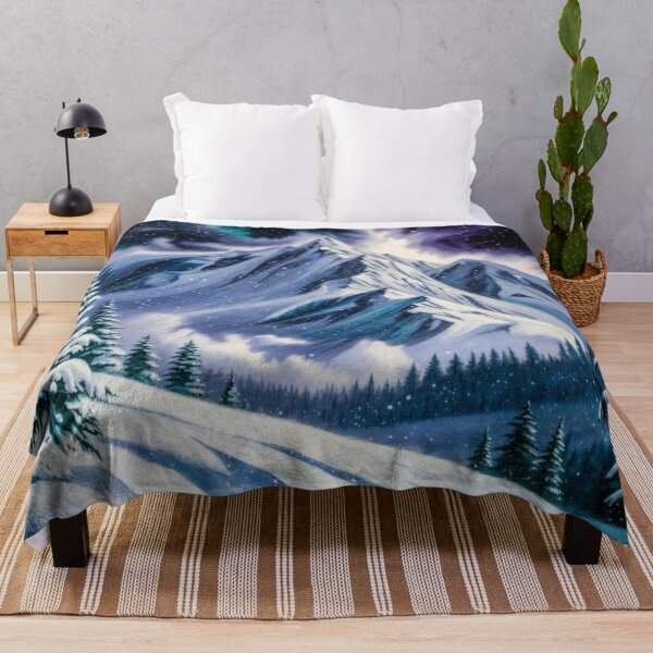 Item preview, Cosmic Winter Mountain Northern Lights Aurora Borealis Snow designed and sold by Nexus Space.