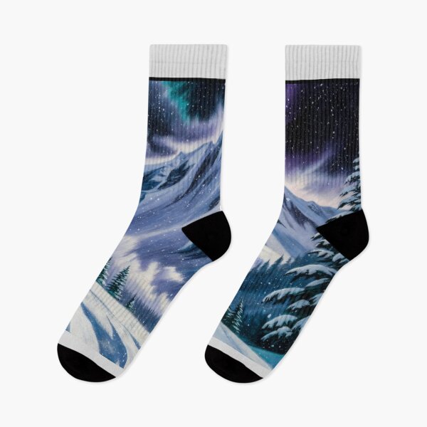 Item preview, Cosmic Winter Mountain Northern Lights Aurora Borealis Snow designed and sold by Nexus Space.