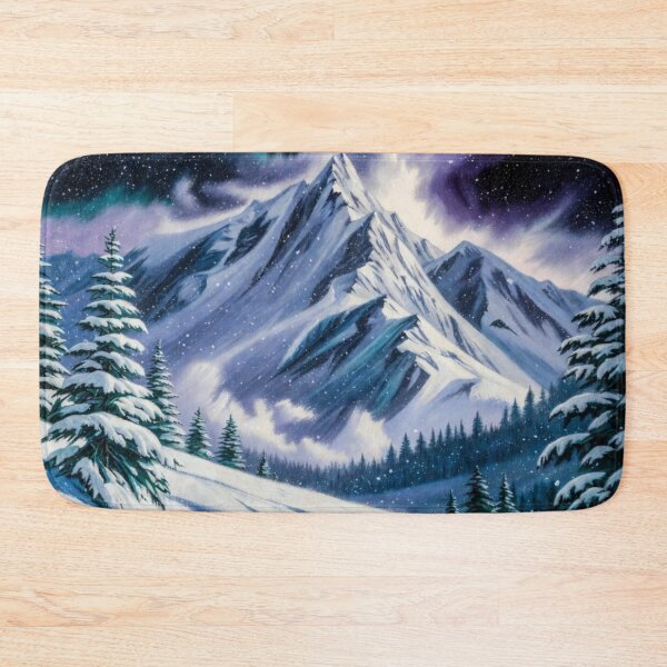 Item preview, Cosmic Winter Mountain Northern Lights Aurora Borealis Snow designed and sold by Nexus Space.