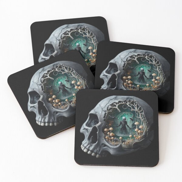 Item preview, The Necromancer's Mind – Crow and Mushroom Skull designed and sold by LujziWorld.