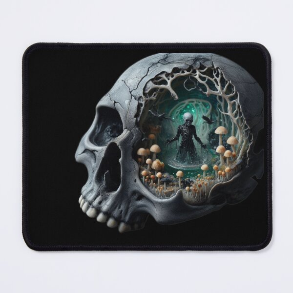 Item preview, The Necromancer's Mind – Crow and Mushroom Skull designed and sold by LujziWorld.