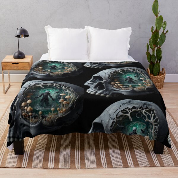 Item preview, The Necromancer's Mind – Crow and Mushroom Skull designed and sold by LujziWorld.
