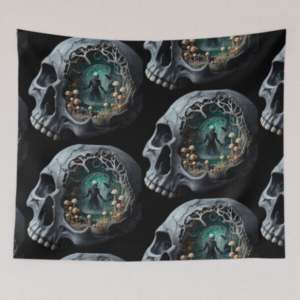 Item preview, The Necromancer's Mind – Crow and Mushroom Skull designed and sold by LujziWorld.